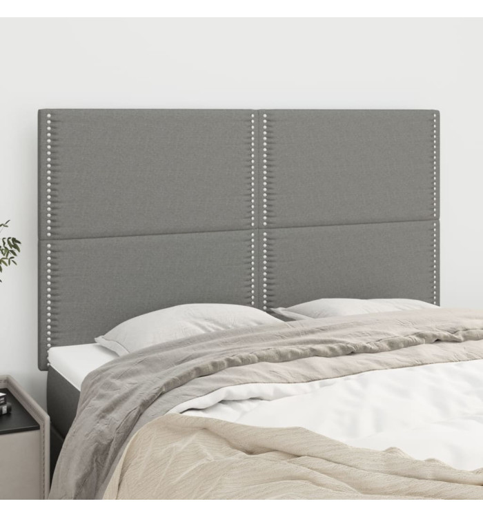 Têtes de lit 4 pcs Gris foncé 72x5x78/88 cm Tissu | Mobilier & Déco