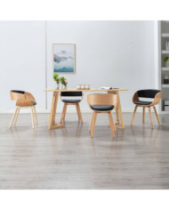 Chaises à manger lot de 4 noir bois courbé et similicuir | Mobilier & Déco