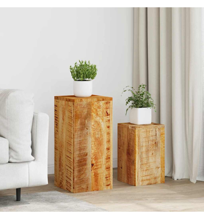Supports pour plantes 2 pcs bois solide de manguier | Mobilier & Déco
