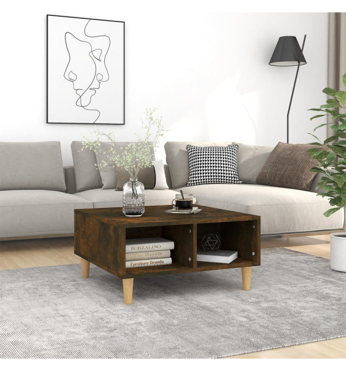 Table basse chêne fumé 60x60x30 cm bois d'ingénierie | Mobilier & Déco