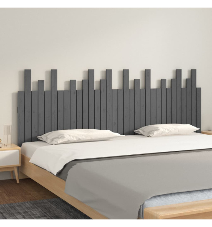 Tête de lit murale Gris 204x3x80 cm Bois massif de pin | Mobilier & Déco