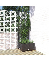 Jardinière avec treillis Noir 40x40x121,5 cm PP | Mobilier & Déco