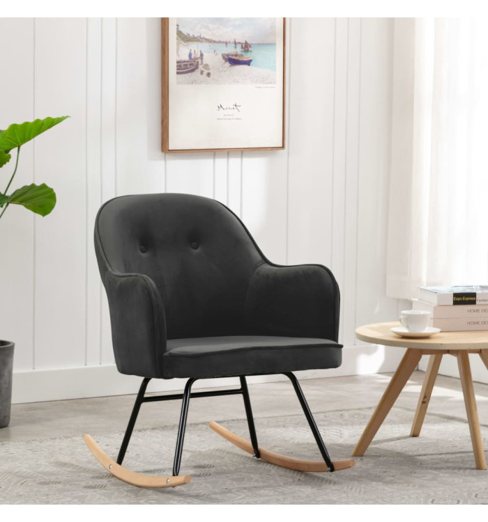 Chaise à bascule Gris foncé Velours | Mobilier & Déco