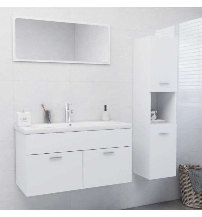 Ensemble de meubles de salle de bain Blanc Aggloméré | Mobilier & Déco