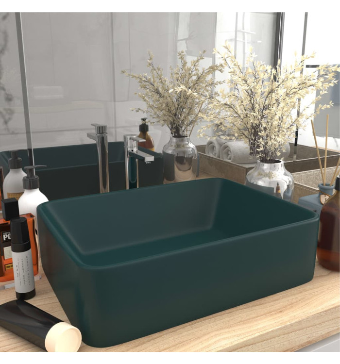Lavabo de luxe Vert foncé mat 41x30x12 cm Céramique | Mobilier & Déco
