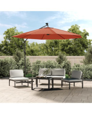 Parasol de jardin en porte-à-faux et lumières LED mât en acier | Mobilier & Déco