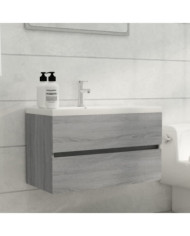 Meuble lavabo avec bassin intégré Sonoma gris Bois d'ingénierie | Mobilier & Déco