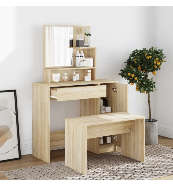 Ensemble de coiffeuse Chêne Sonoma 86,5x35x136 cm | Mobilier & Déco