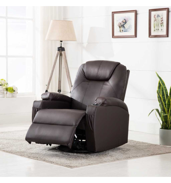 Fauteuil à bascule de massage Marron Similicuir | Mobilier & Déco
