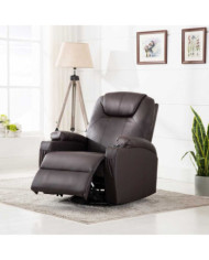 Fauteuil à bascule de massage Marron Similicuir | Mobilier & Déco