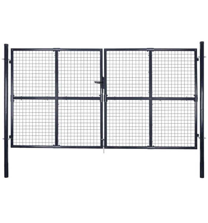 Portail en maille Acier galvanisé 289x150 cm Gris | Mobilier & Déco