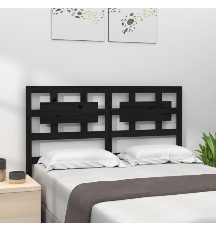 Tête de lit Noir 145,5x4x100 cm Bois massif de pin | Mobilier & Déco