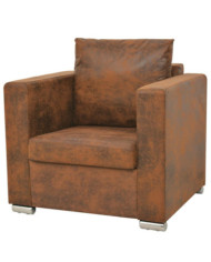Fauteuil marron similicuir daim | Mobilier & Déco