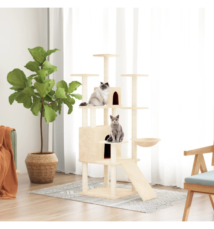 Arbre à chat avec griffoirs en sisal Crème 154 cm | Mobilier & Déco
