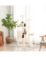 Arbre à chat avec griffoirs en sisal Crème 154 cm | Mobilier & Déco