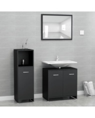 Ensemble de meubles de salle de bain 3 pcs Noir Bois ingénierie | Mobilier & Déco