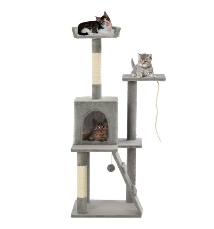 Arbre à chat avec griffoirs en sisal 120 cm Gris | Mobilier & Déco