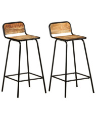Chaises de bar lot de 2 bois de manguier solide | Mobilier & Déco