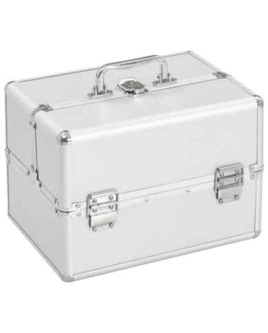 Mallette à maquillage 22x30x21 cm Argenté Aluminium | Mobilier & Déco