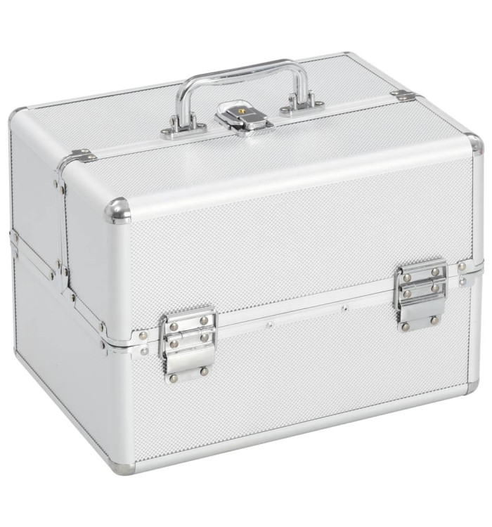 Mallette à maquillage 22x30x21 cm Argenté Aluminium | Mobilier & Déco