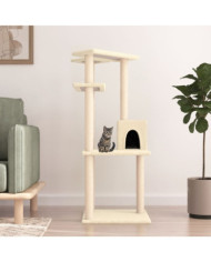 Arbre à chat avec griffoirs en sisal crème 123 cm | Mobilier & Déco