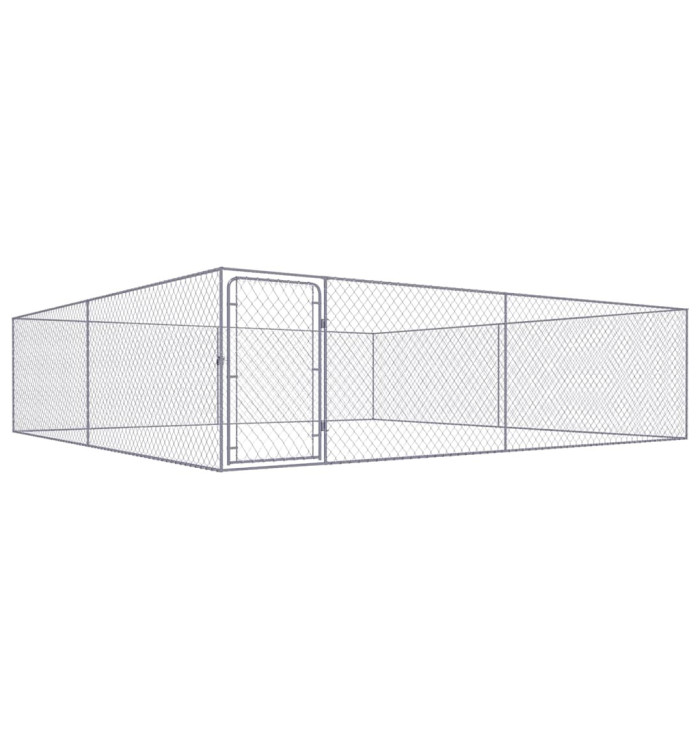 Chenil extérieur pour chiens Acier galvanisé 4x4x1 m | Mobilier & Déco