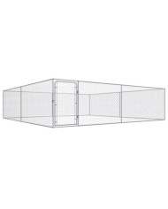 Chenil extérieur pour chiens Acier galvanisé 4x4x1 m | Mobilier & Déco