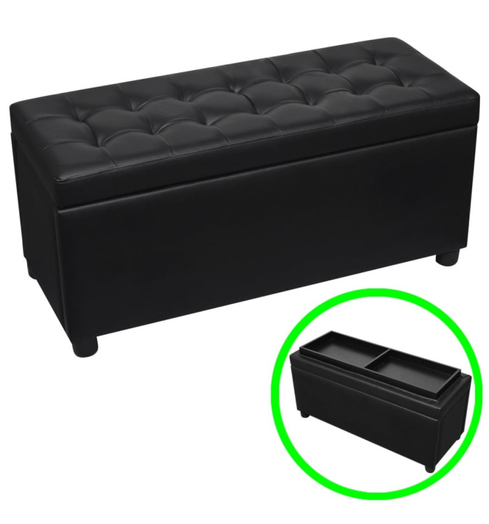 Pouf de rangement Cuir synthétique Noir | Mobilier & Déco