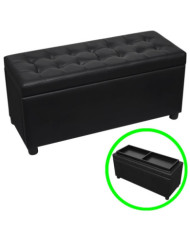 Pouf de rangement Cuir synthétique Noir | Mobilier & Déco