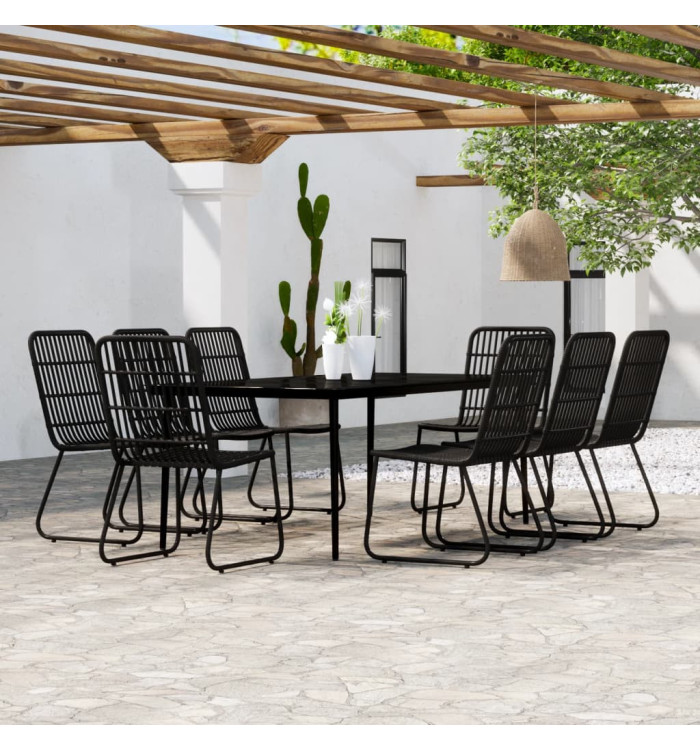 Ensemble à manger de jardin 9 pcs Noir | Mobilier & Déco