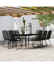 Ensemble à manger de jardin 9 pcs Noir | Mobilier & Déco