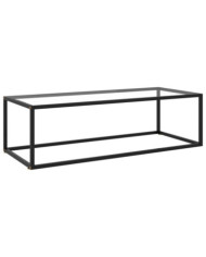 Table basse Noir avec verre trempé 120x50x35 cm | Mobilier & Déco