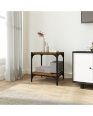Meuble TV Chêne fumé 40x33x41 cm Bois d'ingénierie et acier | Mobilier & Déco