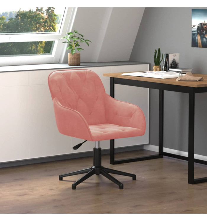 Chaise pivotante de bureau Rose Velours | Mobilier & Déco