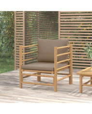 Canapé de jardin avec coussins taupe bambou | Mobilier & Déco