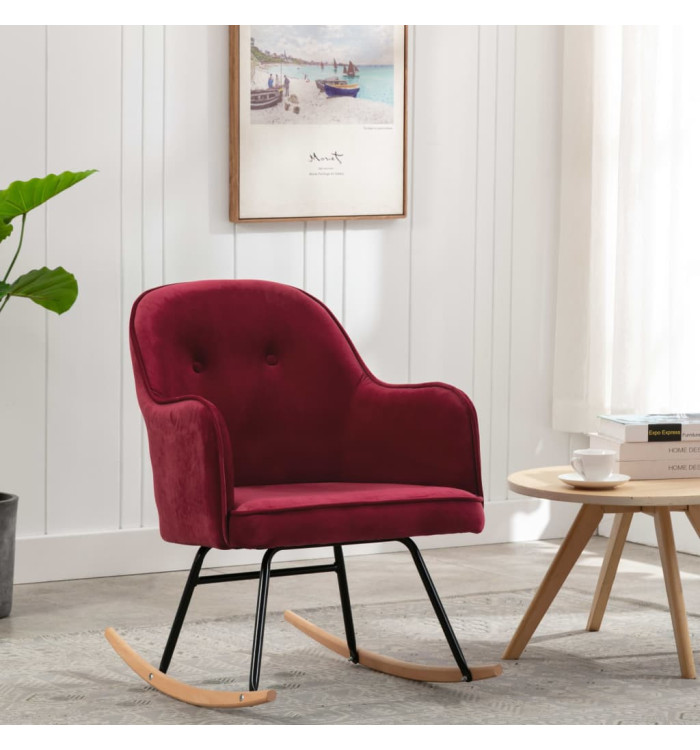 Chaise à bascule Rouge bordeaux Velours | Mobilier & Déco