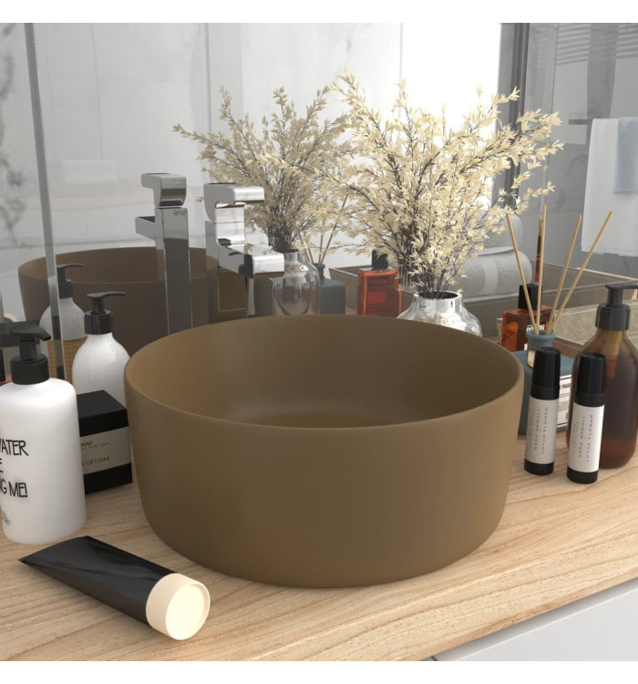 Lavabo rond de luxe Crème mat 40x15 cm Céramique | Mobilier & Déco