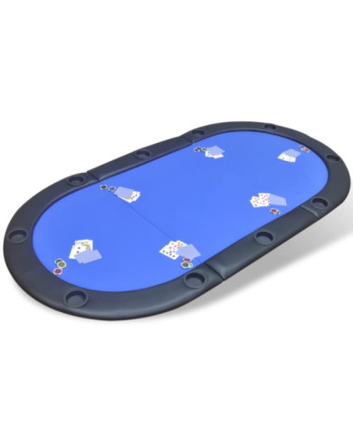 Dessus de table de poker pliable pour 10 joueurs Bleu | Mobilier & Déco