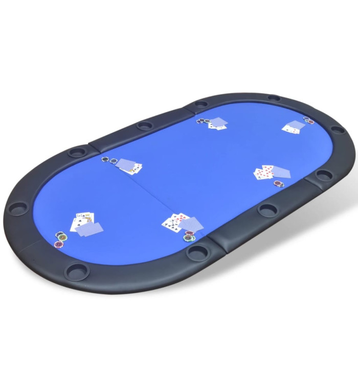 Dessus de table de poker pliable pour 10 joueurs Bleu | Mobilier & Déco