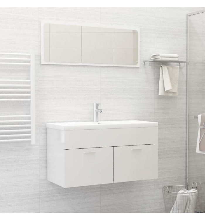 Ensemble de meubles de salle de bain 2 pcs blanc brillant | Mobilier & Déco