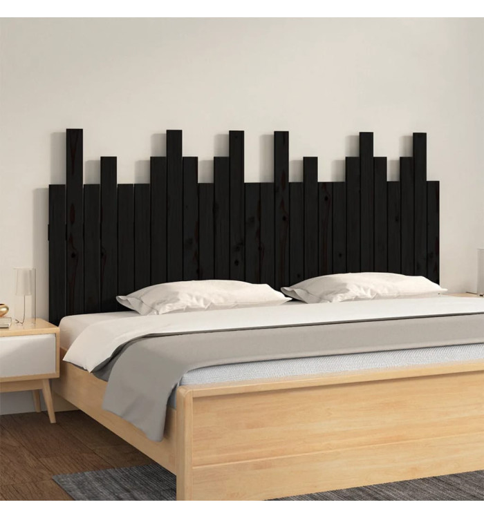 Tête de lit murale Noir 166x3x80 cm Bois massif de pin | Mobilier & Déco