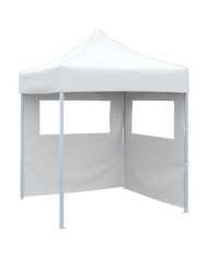 Tente de réception pliable avec 2 parois 2x2 m Acier Blanc | Mobilier & Déco