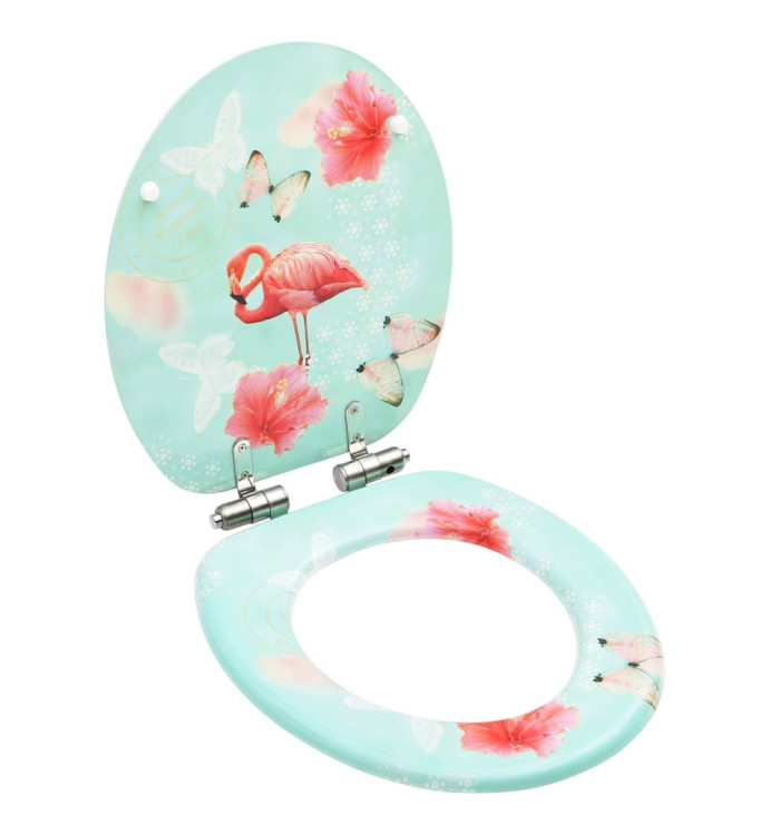Siège WC Couvercle à fermeture en douceur MDF Flamant rose | Mobilier & Déco