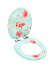 Siège WC Couvercle à fermeture en douceur MDF Flamant rose | Mobilier & Déco
