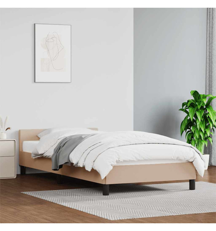 Cadre de lit avec tête de lit sans matelas cappuccino 90x200 cm | Mobilier & Déco