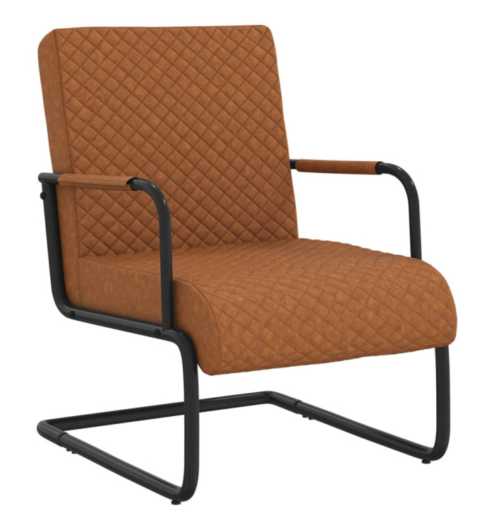 Chaise cantilever Marron mat Similicuir | Mobilier & Déco