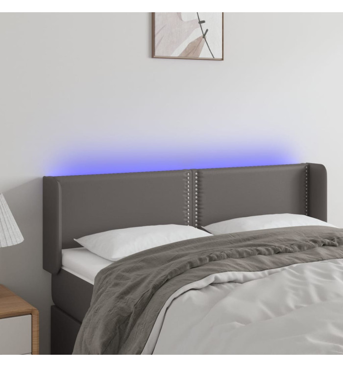 Tête de lit à LED Gris 147x16x78/88 cm Similicuir | Mobilier & Déco