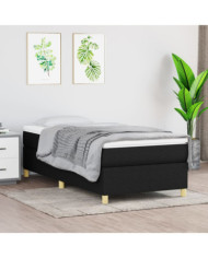 Sommier à lattes de lit avec matelas Noir 100x200 cm Tissu | Mobilier & Déco