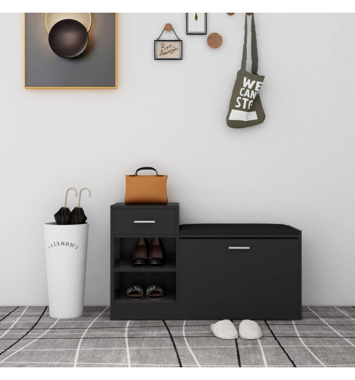 Banc à chaussures Noir 94,5x31x57 cm Aggloméré | Mobilier & Déco