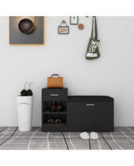 Banc à chaussures Noir 94,5x31x57 cm Aggloméré | Mobilier & Déco